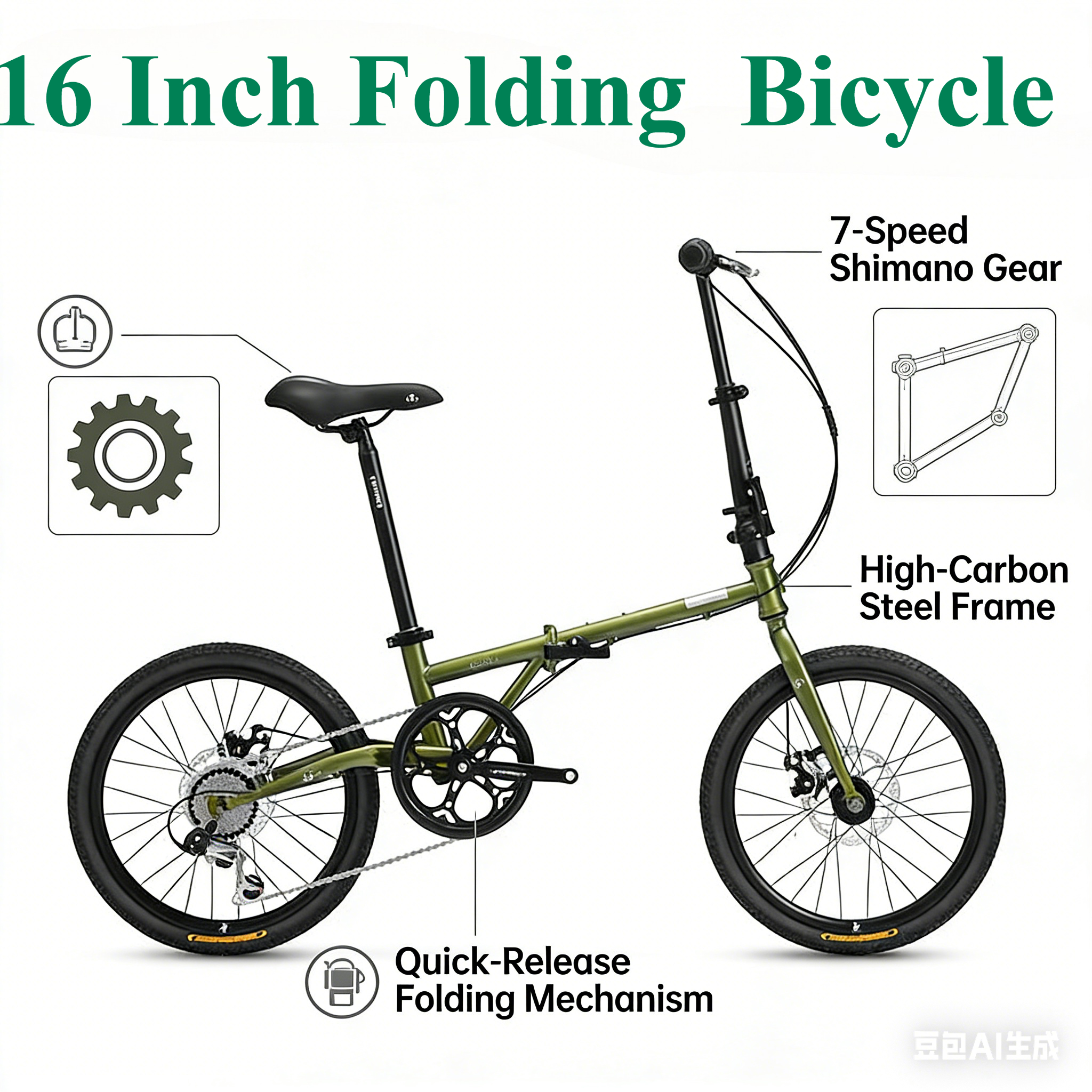 Cycling Gear Inches - 16 Inch Forever Folding Bike -
