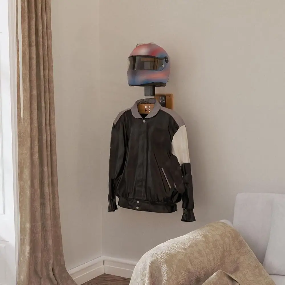 Wood Motorcycle Helmet Holder  – Cycling Gear Wall Organizer recenzja i cena